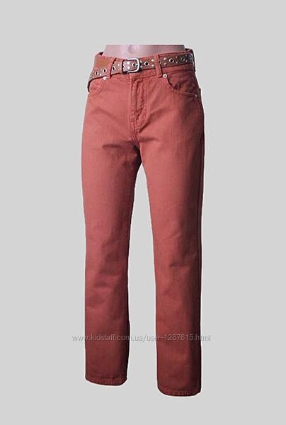 Терракотовые коричневые укороченные прямые джинсы