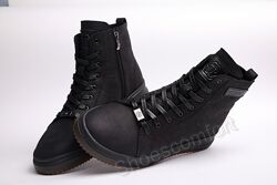 Мужские зимние кожаные ботинки на молнии со шнуровкой Philipp Plein реплика