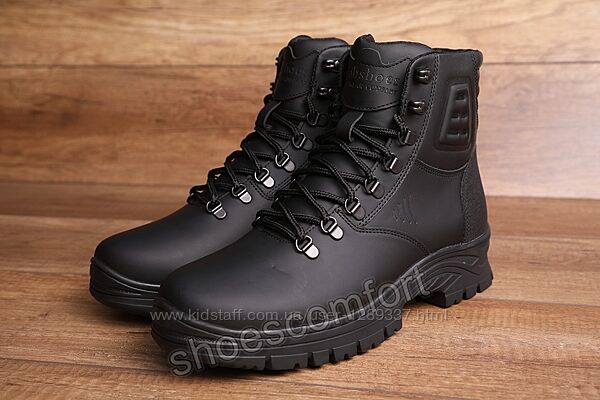 Зимние мужские ботинки Clubshoes кожаные черные. Премиум качество.