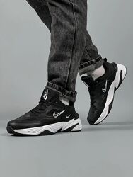 Мужские кроссовки Nike M2K Tekno кожаные черныес белым. Вьетнам.