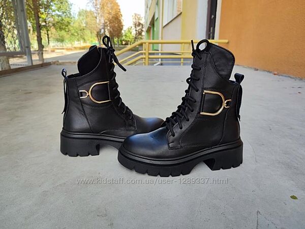 Женские зимние ботинки Teona 411 кожаные черные