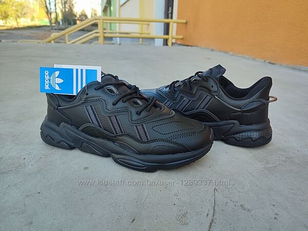 Мужские кроссовки Adidas Ozweego black, Адидас Озвиго. ТОП качество Кожа