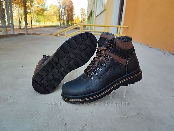 Мужские зимние ботинки Columbia кожаные черные
