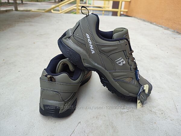 Кроссовки мужские кожаные демисезонные Bona 845B Army Green Black