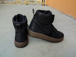 Мужские зимние ботинки Nike Air кожаные черные 