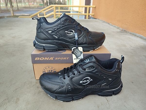 Кроссовки мужские Bona 942C кожаные черные 