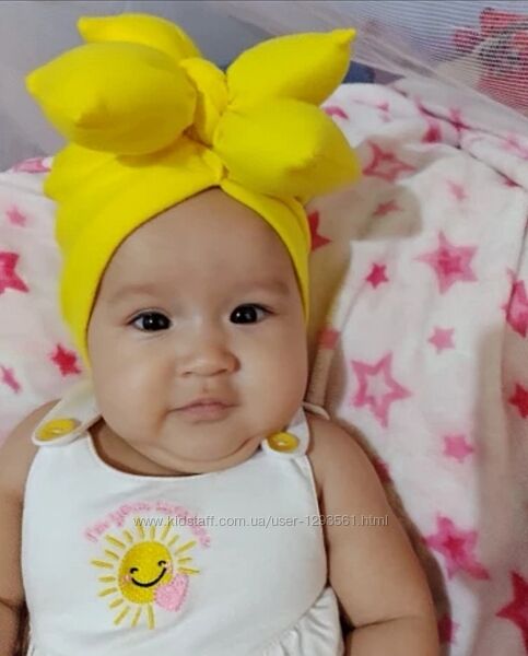 Желтая детская легкая шапочка летняя весенняя осенняя для девочек