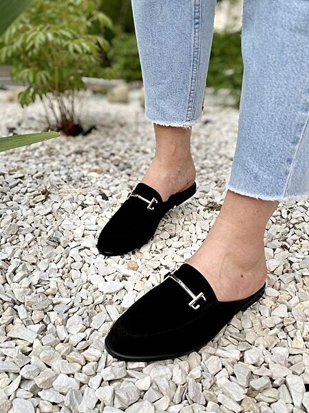 Шлёпанцы женские RONE 1056/1 чёрные лето, замша натуральная 4437