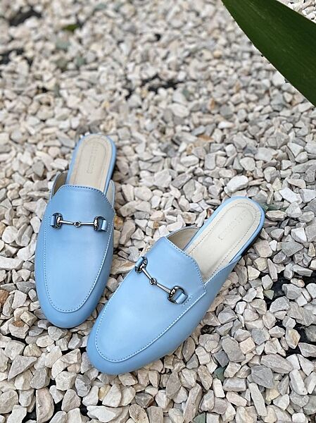 Шльопанці жіночі OLLI Л-1-10152 блакитні літо шкіра натуральна