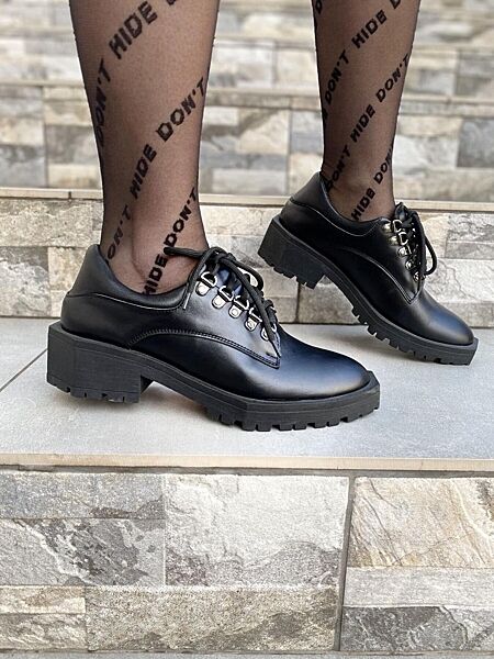 Туфлі жіночі EFA T29 чорні весна-осінь шкіра натуральна