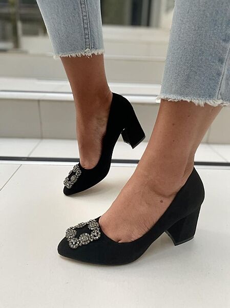 Туфлі жіночі Башили 21937-1 чорні весна-осінь еко-замша