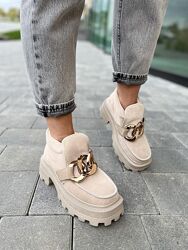 Черевики жіночі DE MARKO Б-100 бежеві весна-осінь, замша натуральна 4799