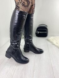 Сапоги женские Eireen V-3004 чёрные зима кожа натуральная