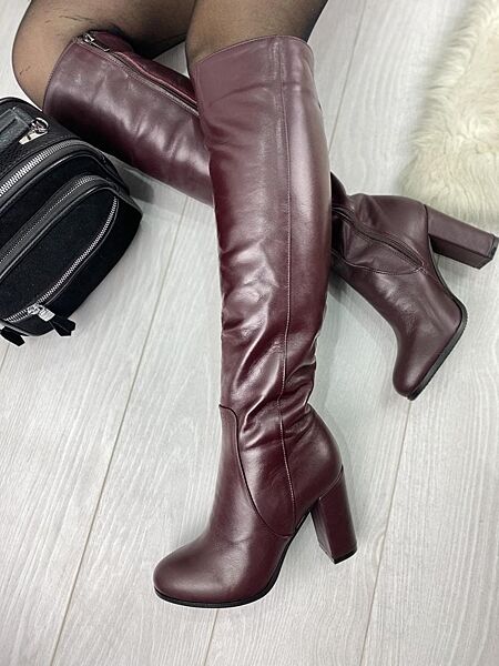 Сапоги женские NIVELLE 5196/9506/9534 бордовые зима еро-мех кожа натуральна