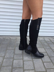 Сапоги женские Vesna 2410 черные зима кожазамша натуральная