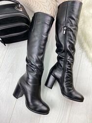 Сапоги женские STEPTER 6571 черные евро-зима кожа натуральная