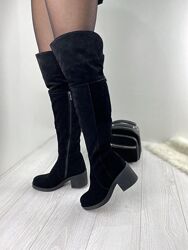 Сапоги женские LaDi Вена чёрные зима замша натуральная