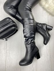 Сапоги женские YDG-bellini 1989 черные зима кожа натуральная