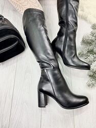 Сапоги женские STEPTER 6767 чёрные евро-зима кожа натуральная