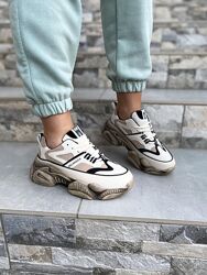 Кроссовки женские  L2671 кремовые весна-осень эко-кожа
