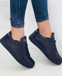 Кеды женские EMELI 108 чёрные весна-осень натуральная кожа