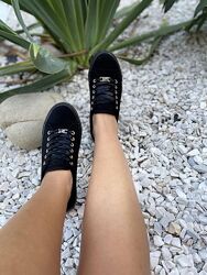 Кеды женские AB-161 чёрные весна-осень замш искуственный