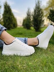 Кеды женские FASHION 136-320 белые весна-осень эко-кожа