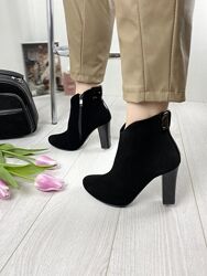 Ботинки женские Vesna 9180 чёрные весна-осень замша натуральная