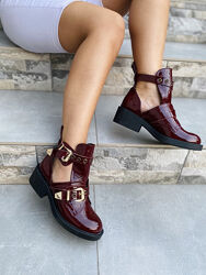 Ботинки женские ARLEN БК-15 бордовые весна-осень кожа лакированая натуральн