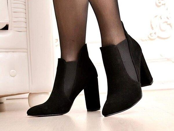 Ботинки женские CRISMA 2009 чёрные весна-осень замша натуральная