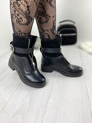 Ботинки женские LaDi Лондон чёрные зима кожа натуральная