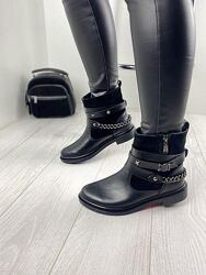 Ботинки женские M KRAFT 2505 чёрные весна-осень кожазамш натуральная