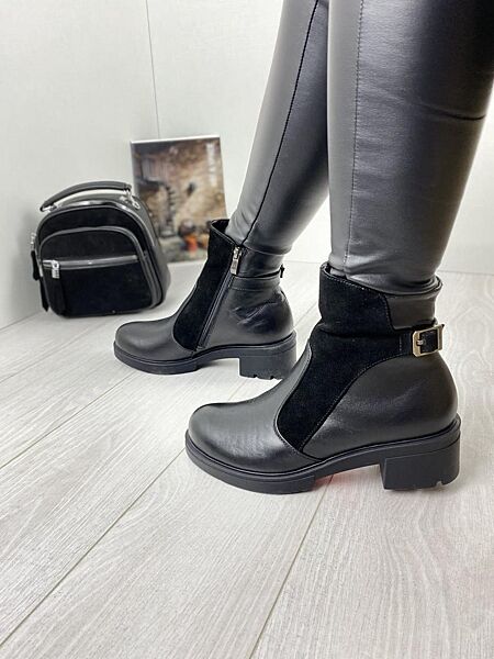 Ботинки женские Джулия чёрные зима кожа натуральная