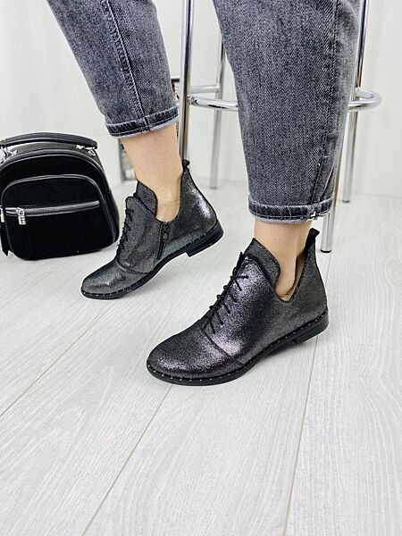 Ботинки женские БТ/02 никель весна-осень кожа натуральная