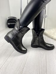 Женские полусапожки M KRAFT 1050/1 антрацыт зима кожа натуральная