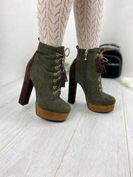 Ботинки женские L202-M208 весна-осень замш искуственный