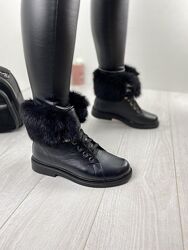 Ботинки женские Injers 619-43 черные зима кожа натуральная