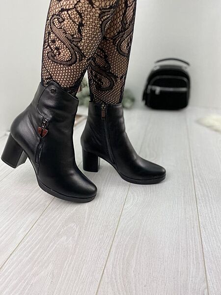 Ботинки женские Vesna 7330 чёрные зима кожа натуральная