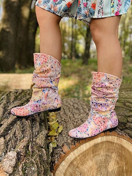 Женские полусапожки NIVELLE 2072 примула пудра весна-осень кожа натуральная