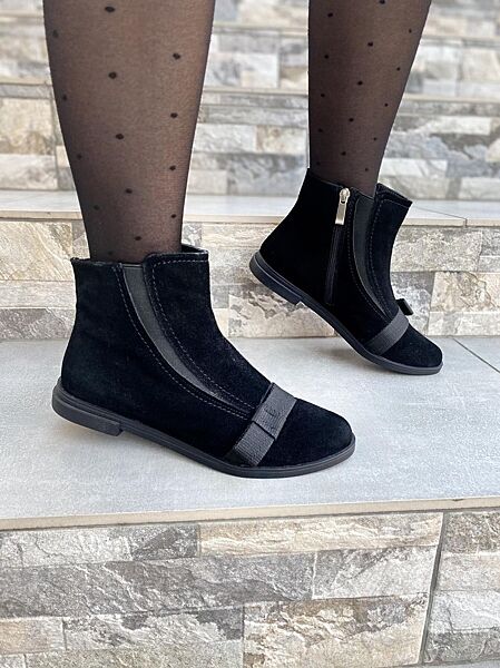 Ботинки женские Maxi 217 чёрные весна-осень замш натуральный