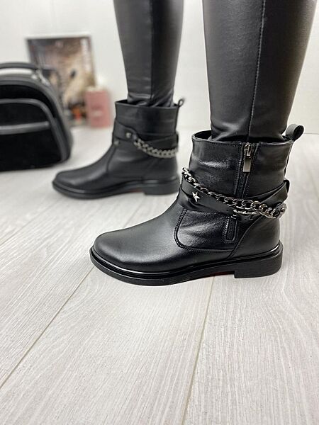 Ботинки женские M KRAFT 2505 чёрные весна-осень кожа натуральная