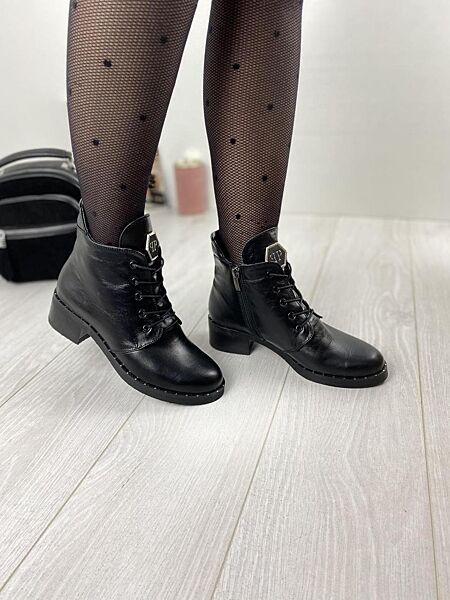 Ботинки женские M KRAFT 1014/1 черные зима кожа натуральная