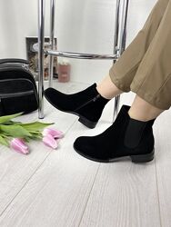 Ботинки женские Vesna 2420 чёрные весна-осень замш натуральный