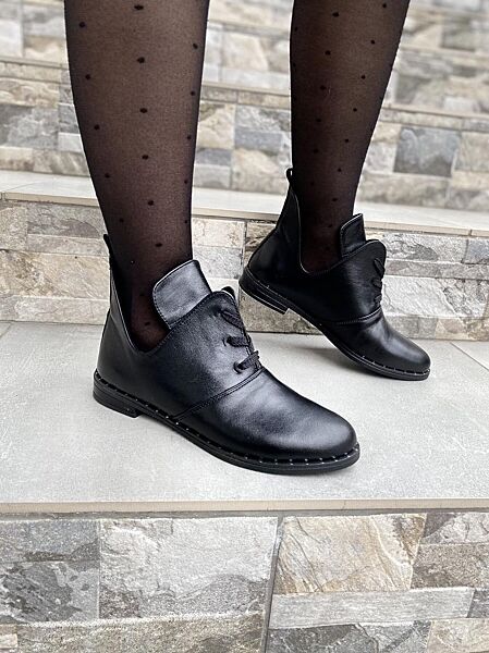 Ботильоны женские KRISTINA 137 чёрные весна-осень кожа натуральная