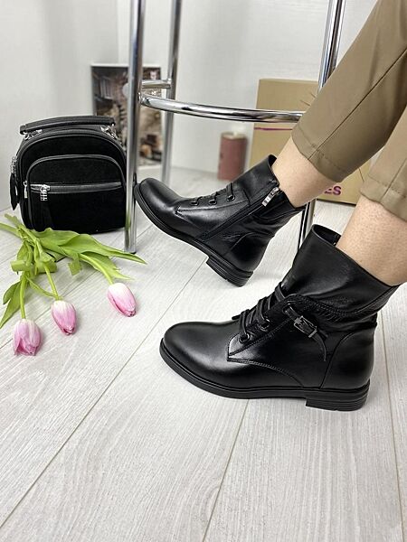 Ботинки женские OLLI K-7-9104 чёрные весна-осень кожа натуральная 