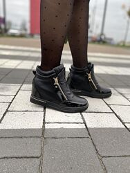 Сникерсы женские Bosido DX613-1 чёрные весна-осень эко-кожа