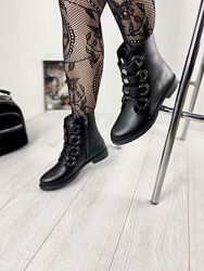 Ботинки женские MIOLI 484 чёрные осень-весна кожа натуральная