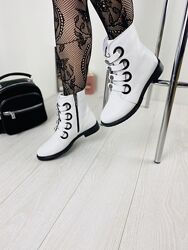 Ботинки женские MIOLI 484 белые осень-весна кожа натуральная