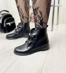 Ботинки женские MIOLI 603 чёрные осень-весна кожа натуральная
