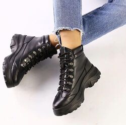 Ботинки женские RONE SONY-1 чёрные зима кожа натуральная